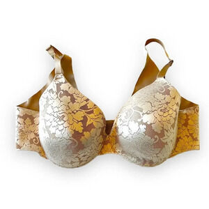 Soma Vanishing Back Beige Lace‎ Print Bra Size 40C Underwire Support Minimizer